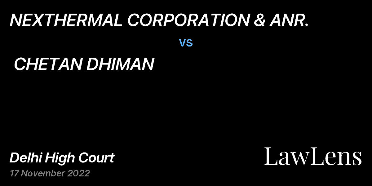 Preview image for NEXTHERMAL CORPORATION & ANR.  vs.  CHETAN DHIMAN