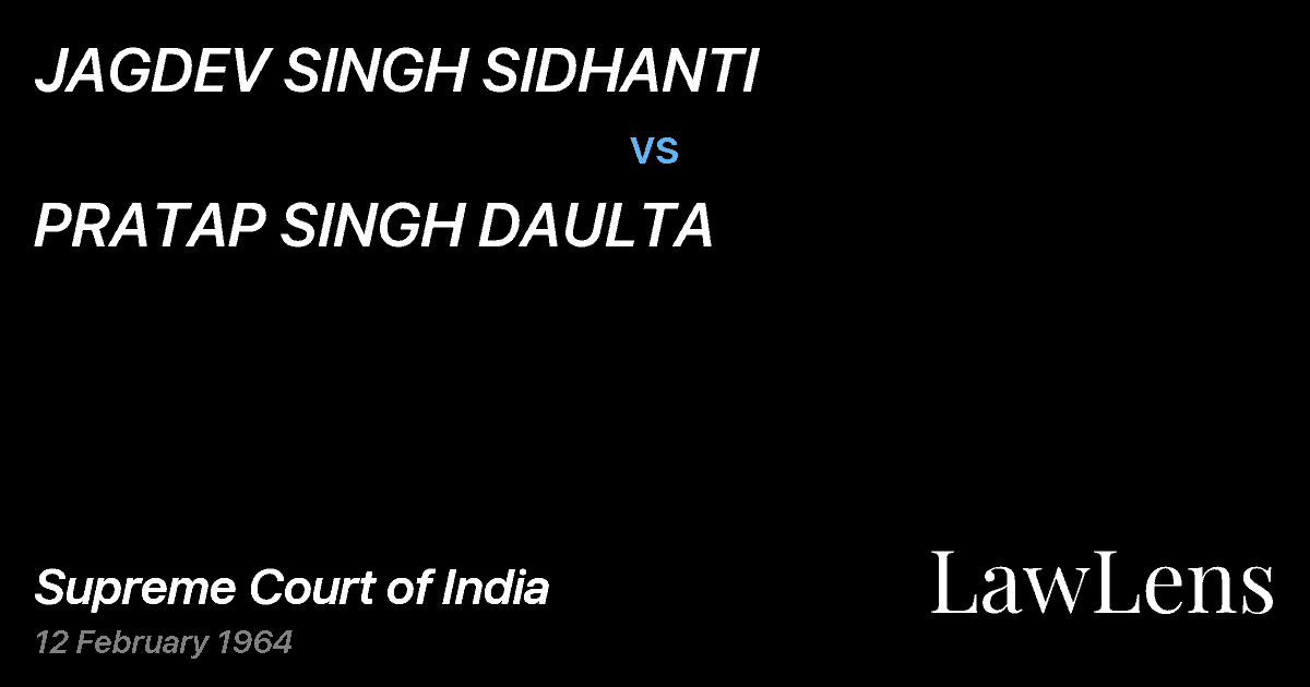 Preview image for JAGDEV SINGH SIDHANTI vs. PRATAP SINGH DAULTA