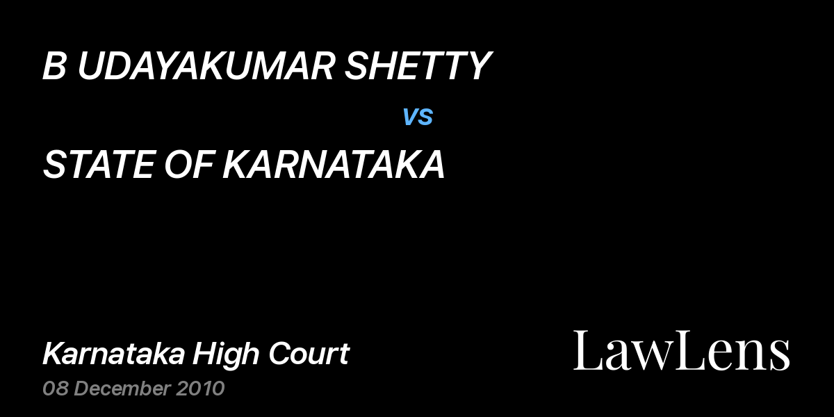 Preview image for B UDAYAKUMAR SHETTY vs. STATE OF KARNATAKA