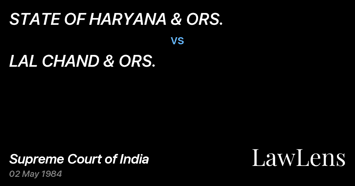 Preview image for STATE OF HARYANA & ORS. vs. LAL CHAND & ORS.