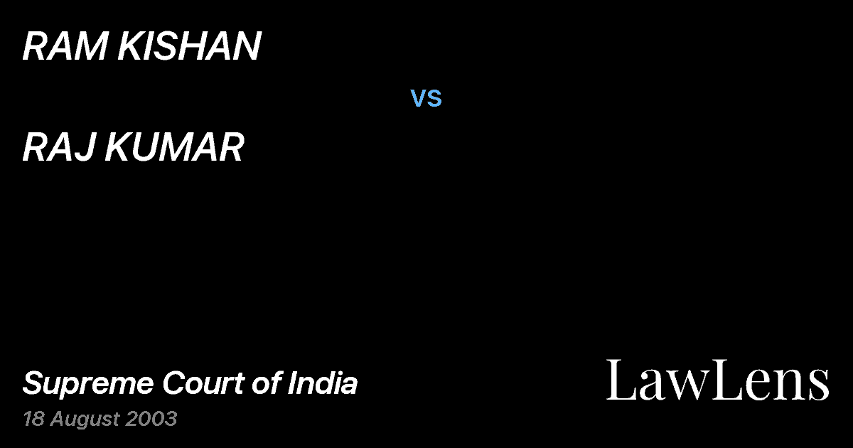Preview image for RAM KISHAN vs. RAJ KUMAR