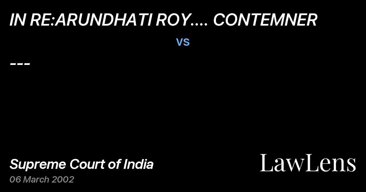 Preview image for IN RE:ARUNDHATI ROY.... CONTEMNER vs. ---