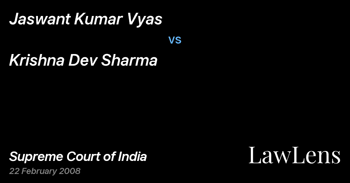 Preview image for Jaswant Kumar Vyas vs. Krishna Dev Sharma