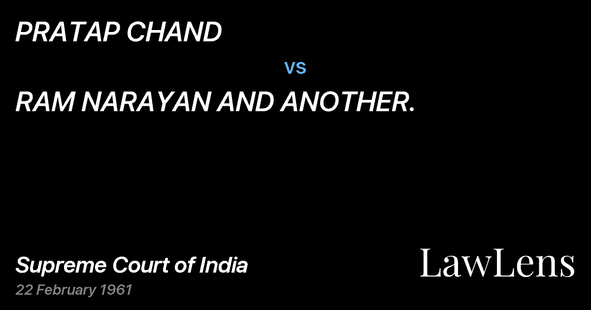 Preview image for PRATAP CHAND vs. RAM NARAYAN AND ANOTHER.