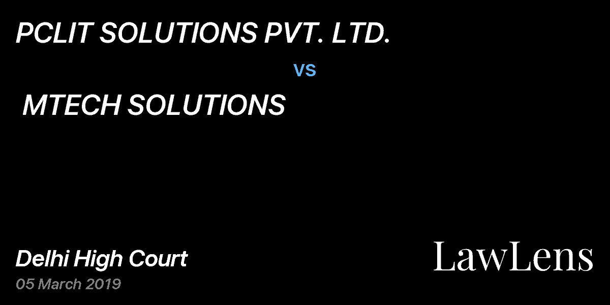 Preview image for PCLIT SOLUTIONS PVT. LTD.  vs.  MTECH SOLUTIONS