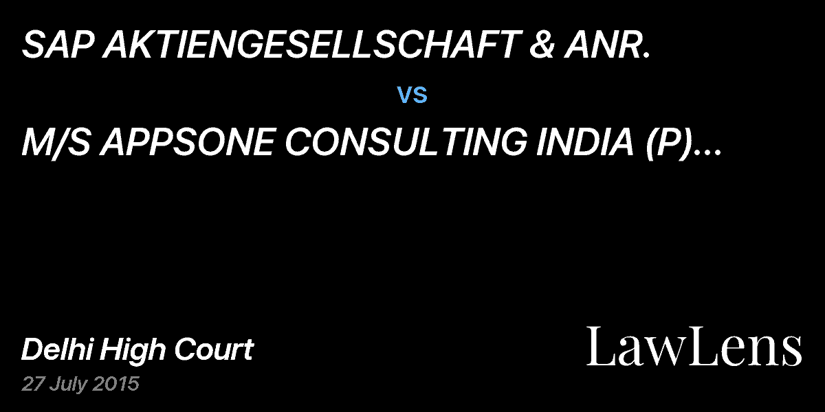 Preview image for SAP AKTIENGESELLSCHAFT & ANR. vs. M/S APPSONE CONSULTING INDIA (P) LTD. AND ANR.