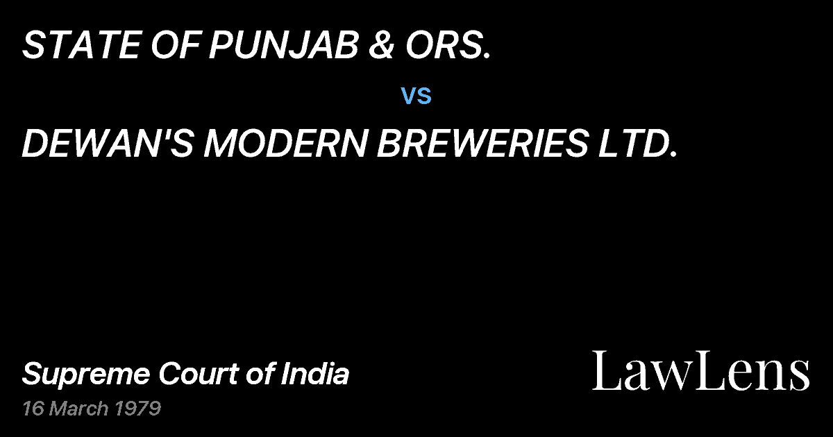 Preview image for STATE OF PUNJAB & ORS. vs. DEWAN'S MODERN BREWERIES LTD.