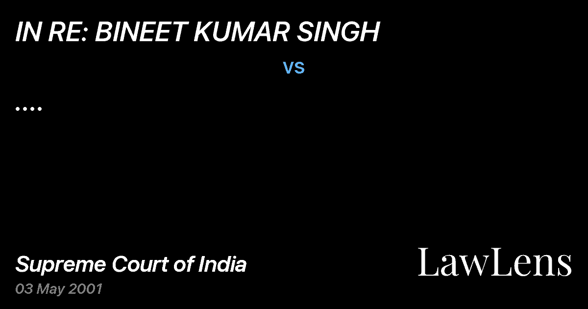 Preview image for IN RE: BINEET KUMAR SINGH vs. ....