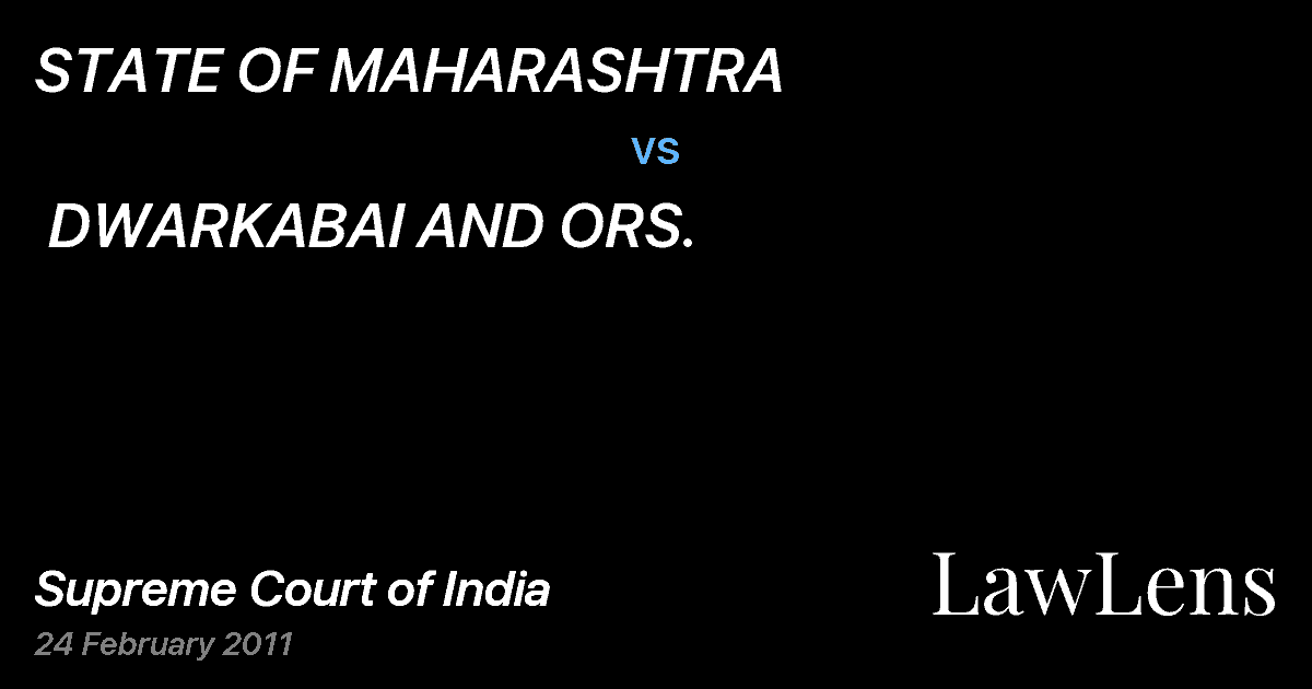 Preview image for STATE OF MAHARASHTRA vs. DWARKABAI AND ORS.