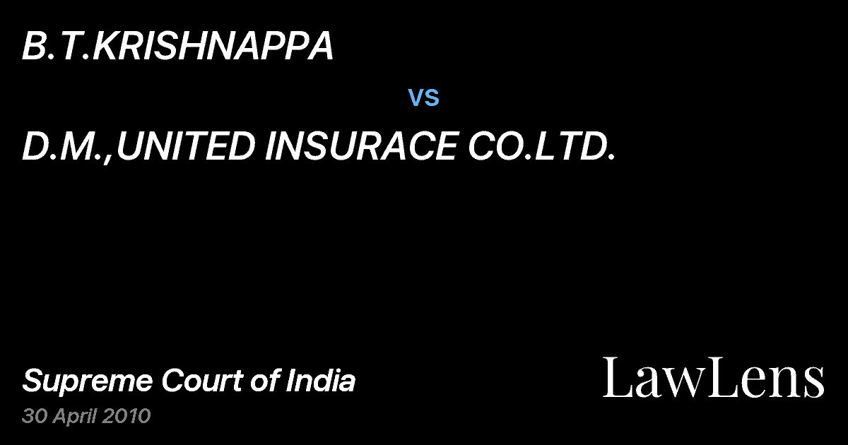 Preview image for B.T.KRISHNAPPA vs. D.M.,UNITED INSURACE CO.LTD.