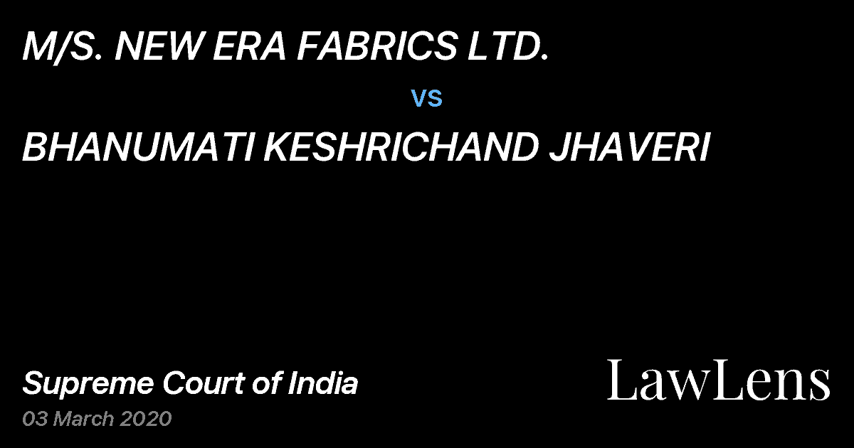 Preview image for M/S. NEW ERA FABRICS LTD. vs. BHANUMATI KESHRICHAND JHAVERI