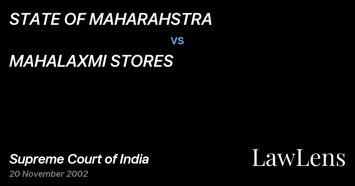 Preview image for STATE OF MAHARAHSTRA vs. MAHALAXMI STORES
