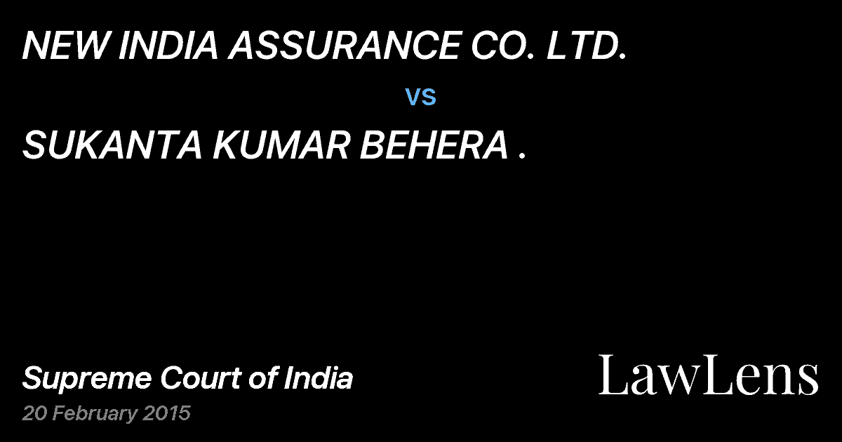 Preview image for NEW INDIA ASSURANCE CO. LTD. vs. SUKANTA KUMAR BEHERA .