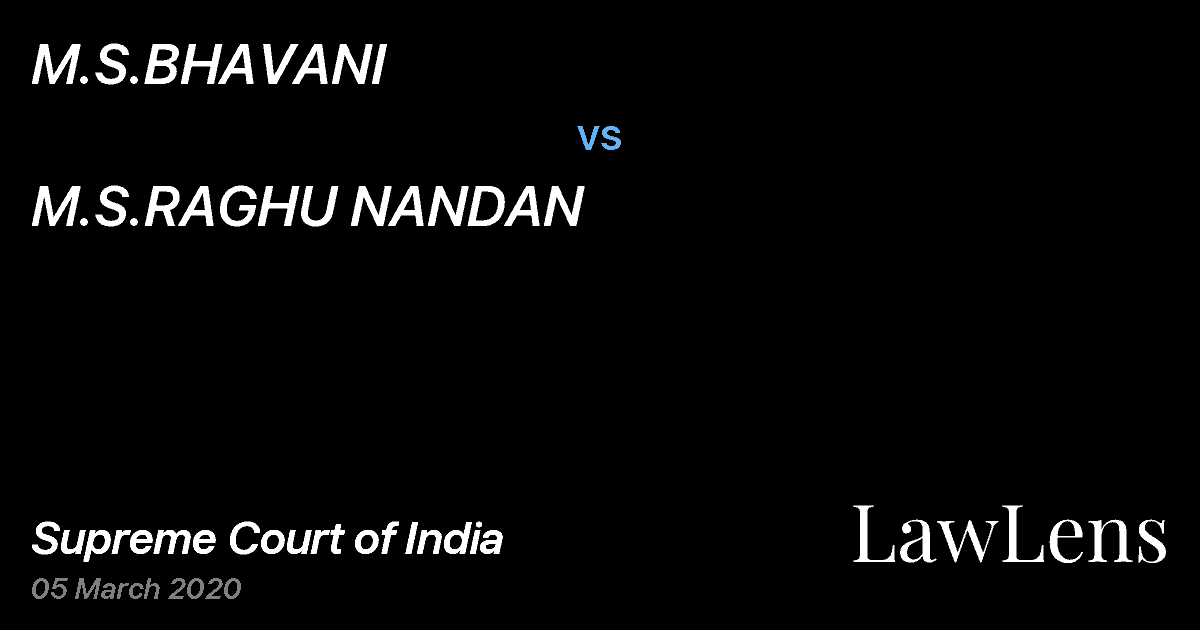 Preview image for M.S.BHAVANI vs. M.S.RAGHU NANDAN