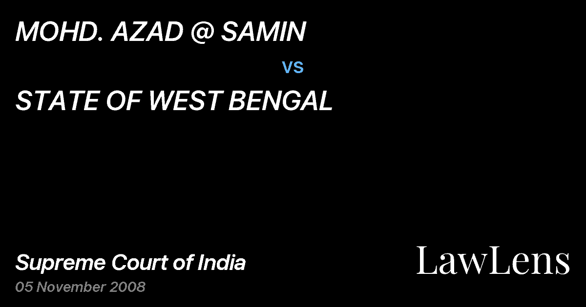 Preview image for MOHD. AZAD @ SAMIN vs. STATE OF WEST BENGAL