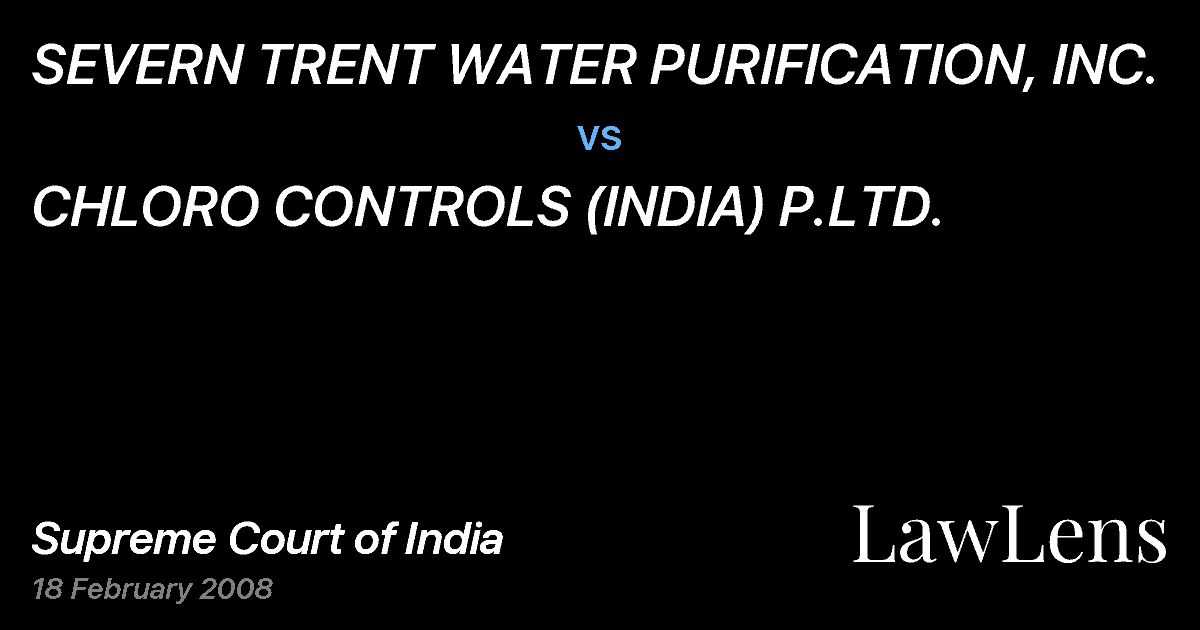 Preview image for SEVERN TRENT WATER PURIFICATION, INC. vs. CHLORO CONTROLS (INDIA) P.LTD.