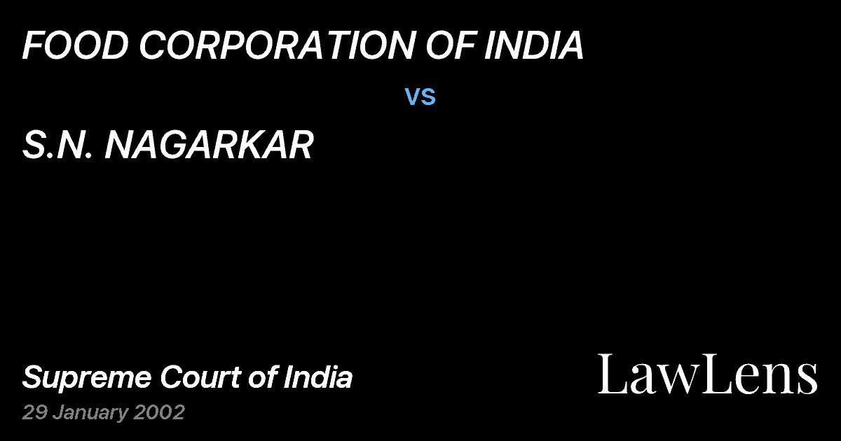 Preview image for FOOD CORPORATION OF INDIA vs. S.N. NAGARKAR
