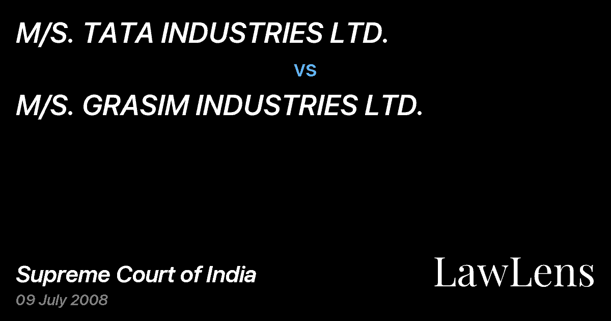 Preview image for M/S. TATA INDUSTRIES LTD. vs. M/S. GRASIM INDUSTRIES LTD.