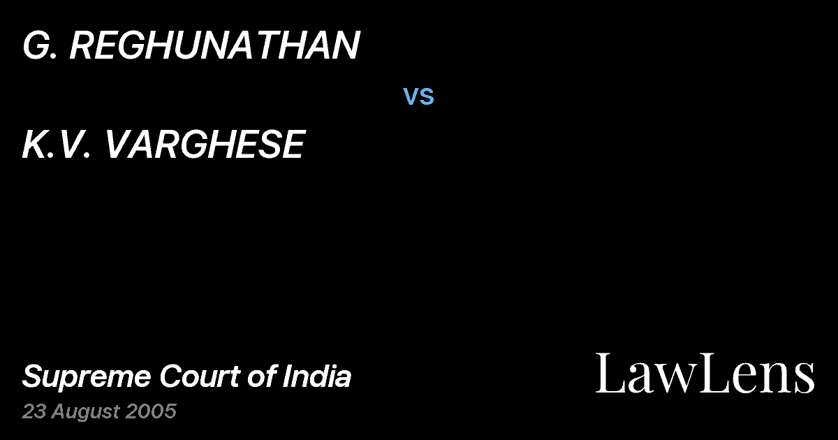 Preview image for G. REGHUNATHAN vs. K.V. VARGHESE