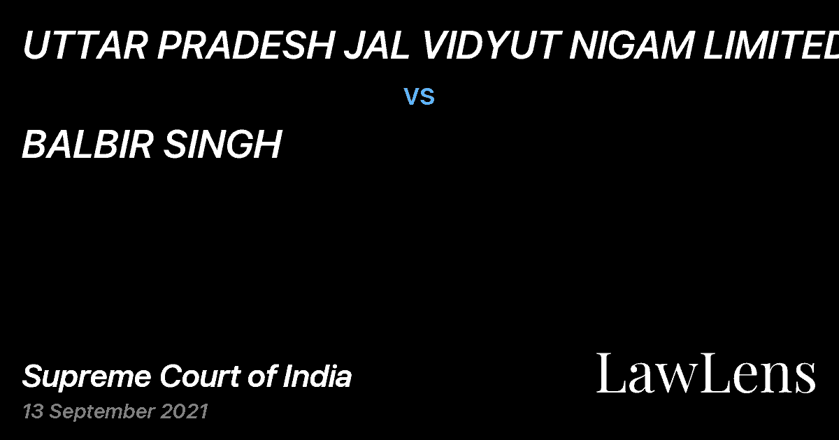 Preview image for UTTAR PRADESH JAL VIDYUT NIGAM LIMITED vs. BALBIR SINGH