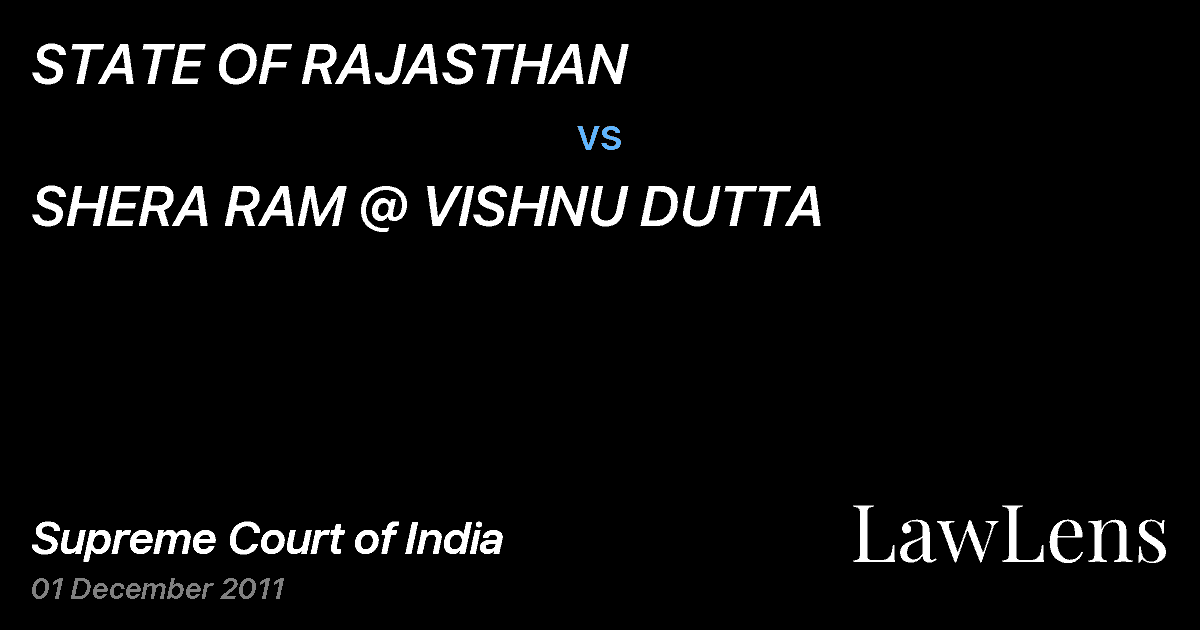 Preview image for STATE OF RAJASTHAN vs. SHERA RAM @ VISHNU DUTTA