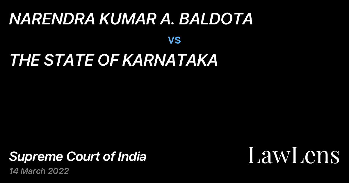 Preview image for NARENDRA KUMAR A. BALDOTA vs. THE STATE OF KARNATAKA