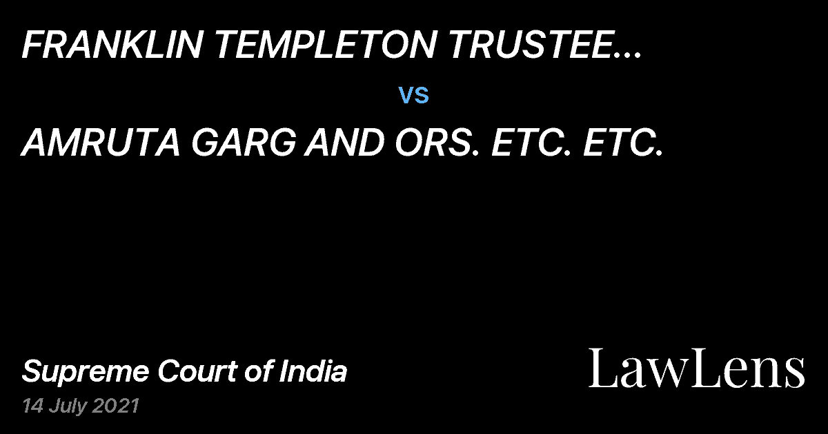 Preview image for FRANKLIN TEMPLETON TRUSTEE  SERVICES PVT. LTD. vs. AMRUTA GARG AND ORS. ETC. ETC.