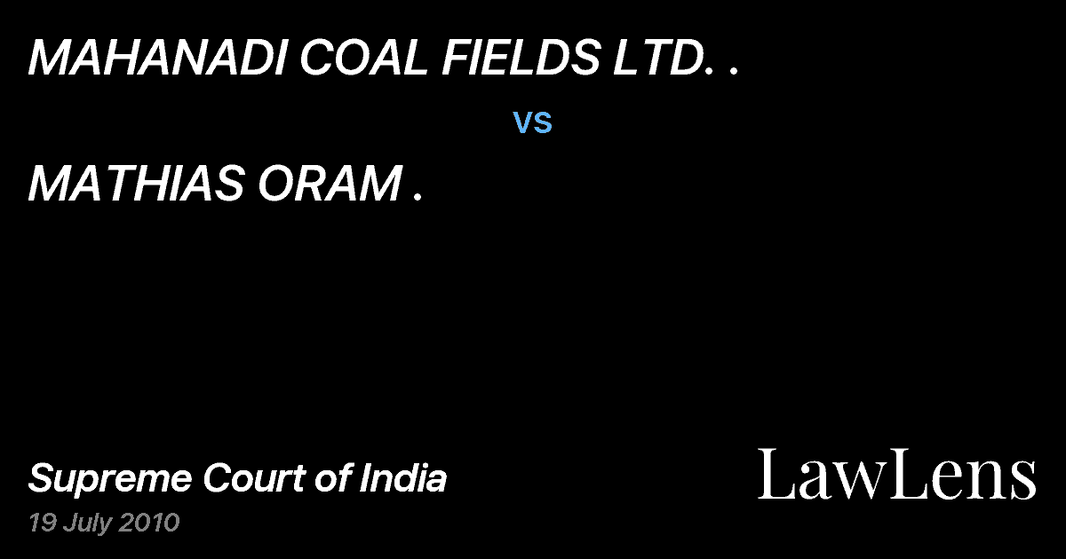 Preview image for MAHANADI COAL FIELDS LTD. . vs. MATHIAS ORAM .