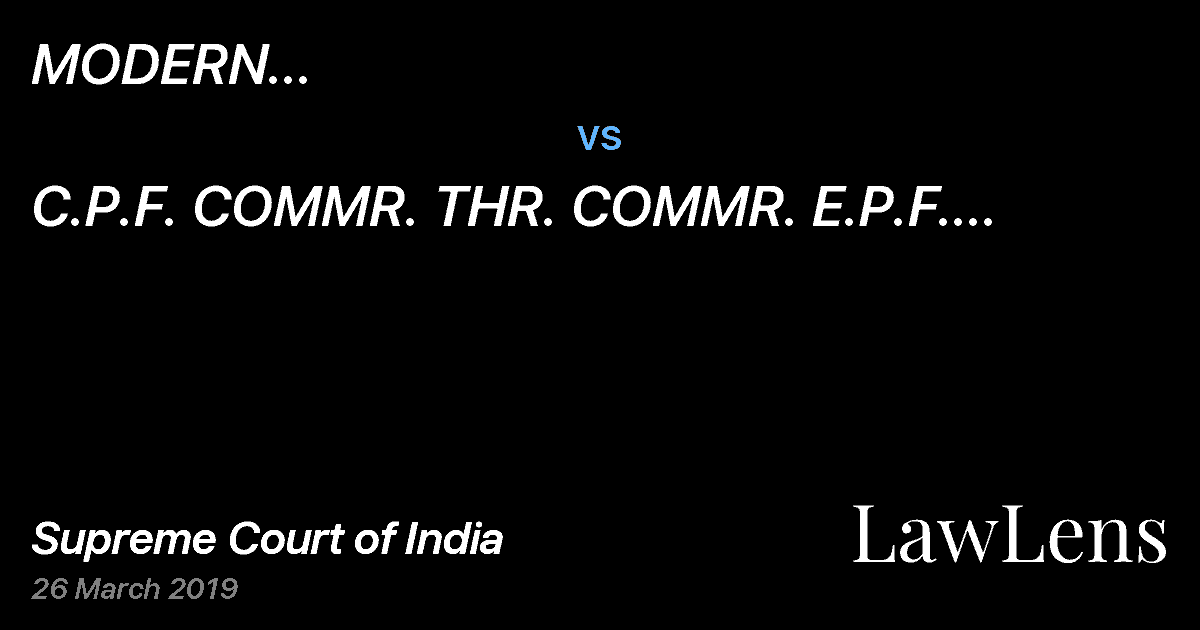 Preview image for MODERN TRANSPORTN.CONSULTN.SER.P.LD. AND ANR. vs. C.P.F. COMMR. THR. COMMR. E.P.F. ORGANISATION AND ORS.