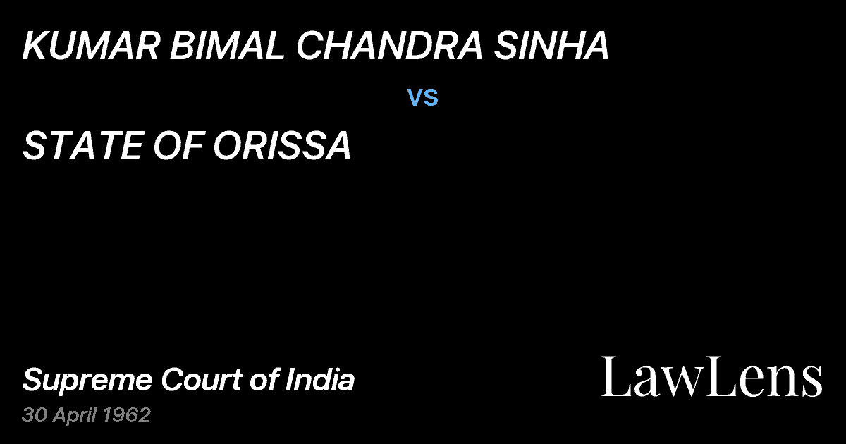 Preview image for KUMAR BIMAL CHANDRA SINHA vs. STATE OF ORISSA