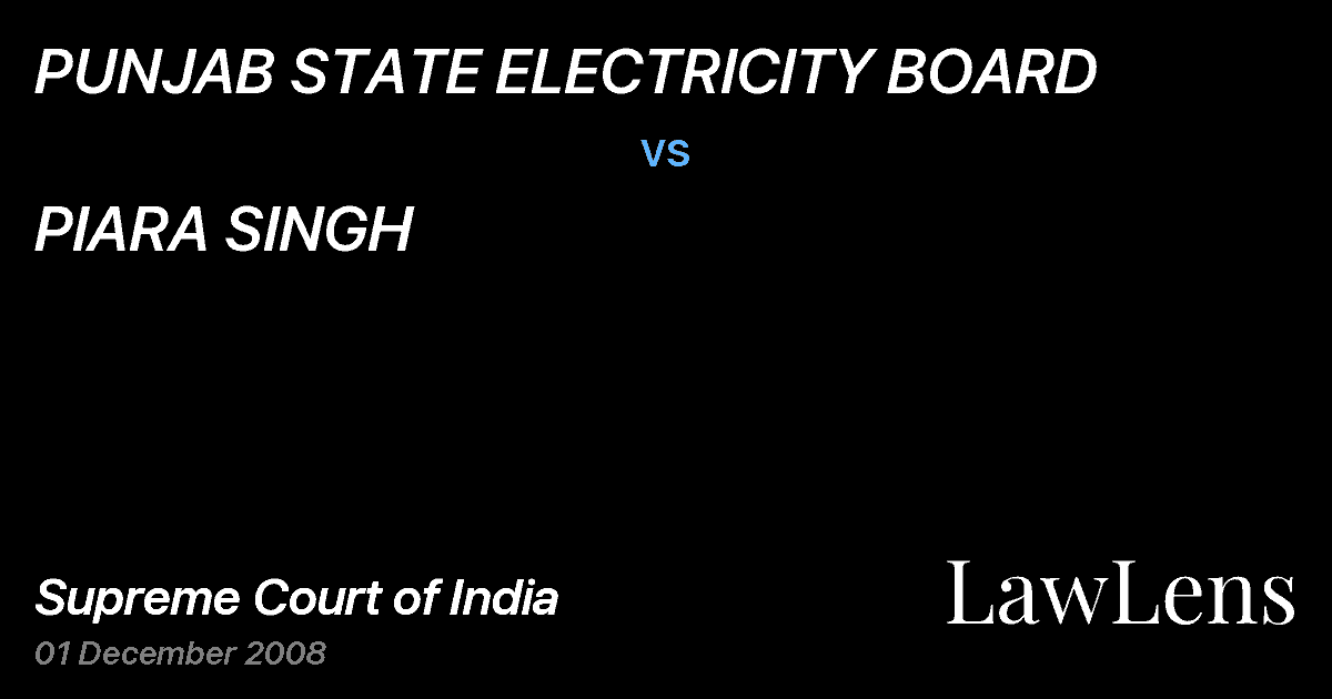 Preview image for PUNJAB STATE ELECTRICITY BOARD vs. PIARA SINGH
