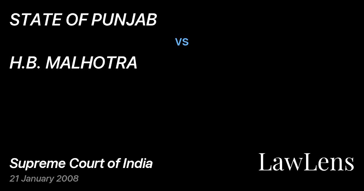 Preview image for STATE OF PUNJAB vs. H.B. MALHOTRA