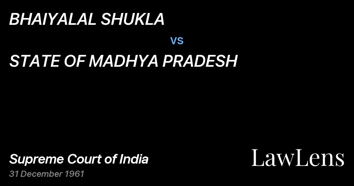Preview image for BHAIYALAL SHUKLA vs. STATE OF MADHYA PRADESH