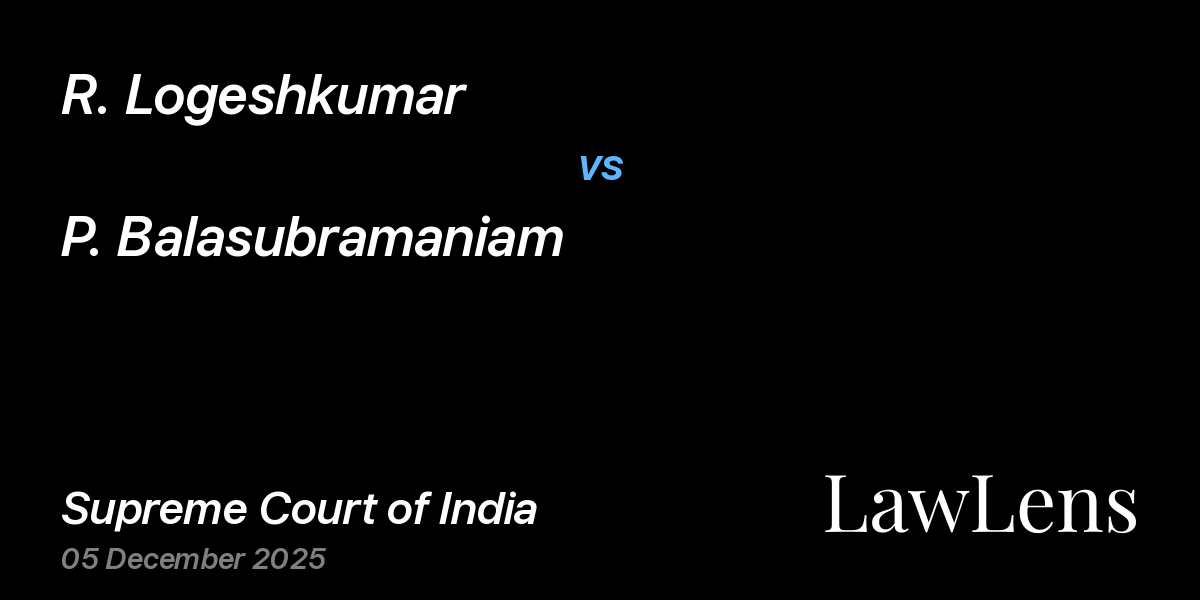 Preview image for R. Logeshkumar vs. P. Balasubramaniam