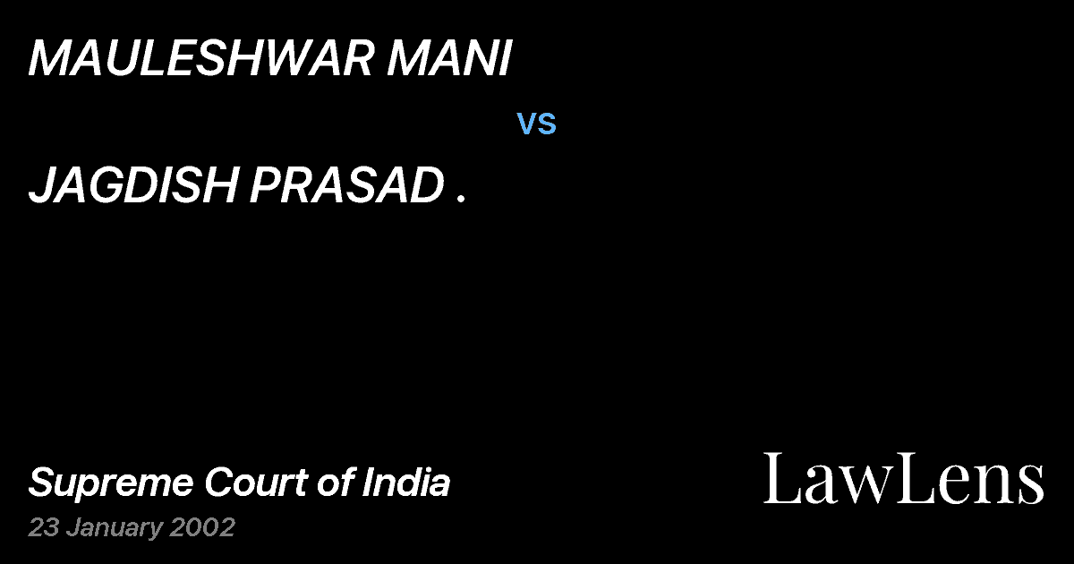 Preview image for MAULESHWAR MANI vs. JAGDISH PRASAD .