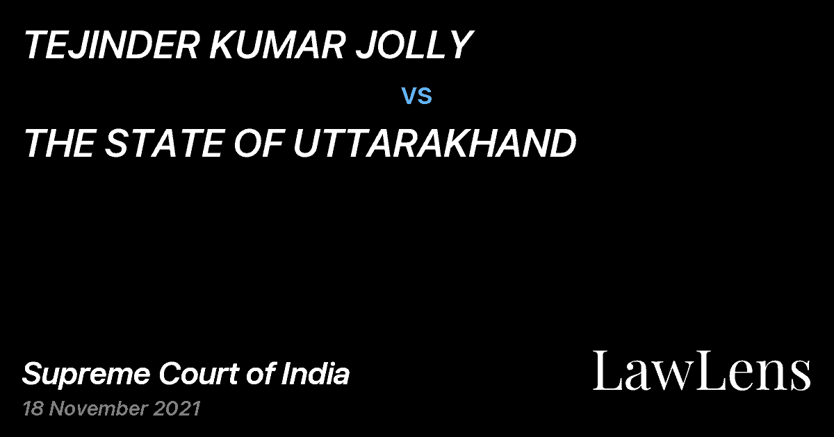 Preview image for TEJINDER KUMAR JOLLY vs. THE STATE OF UTTARAKHAND