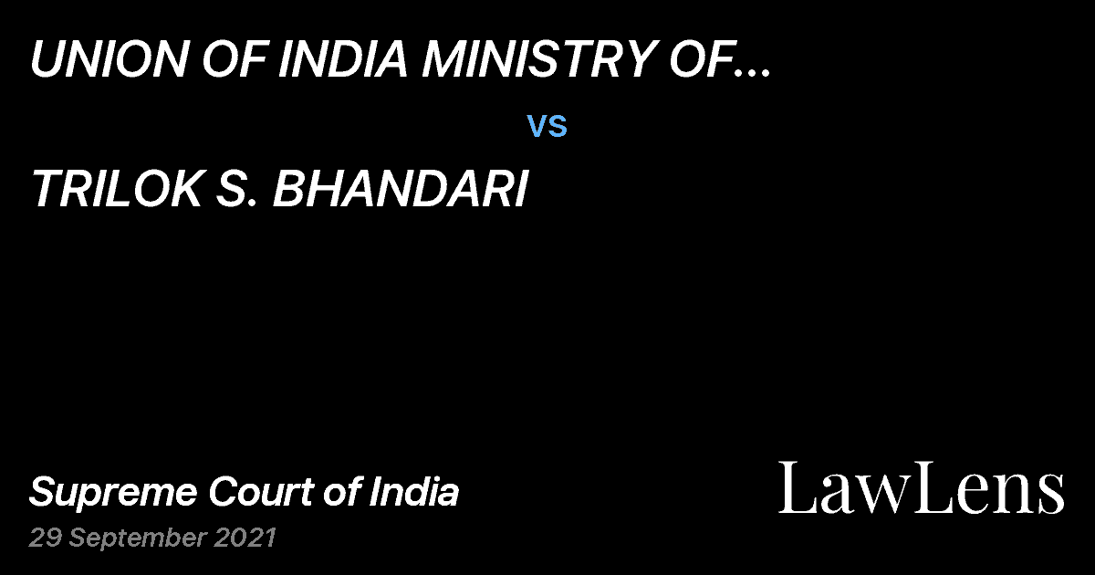 Preview image for UNION OF INDIA MINISTRY OF ENVIRONMENT AND FOREST THROUGH THE SECRETARY vs. TRILOK S. BHANDARI