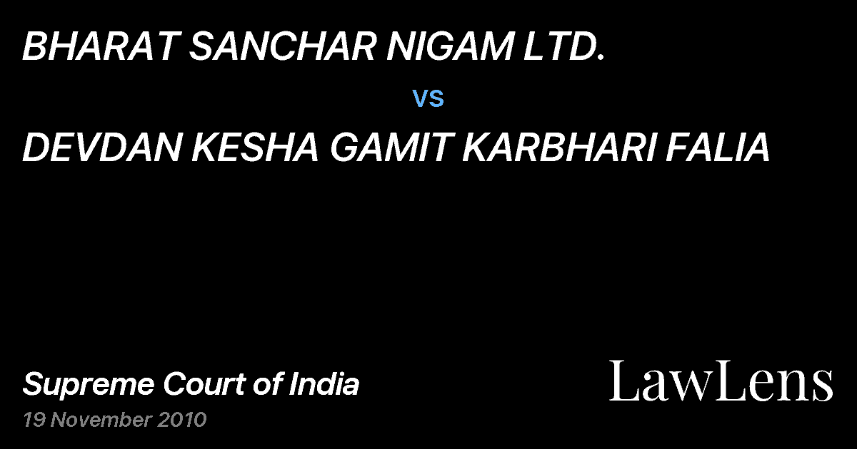 Preview image for BHARAT SANCHAR NIGAM LTD. vs. DEVDAN KESHA GAMIT KARBHARI FALIA