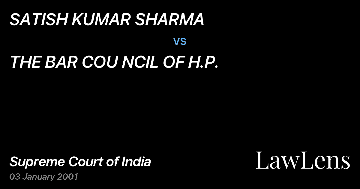 Preview image for SATISH KUMAR SHARMA vs. THE BAR COU NCIL OF H.P.
