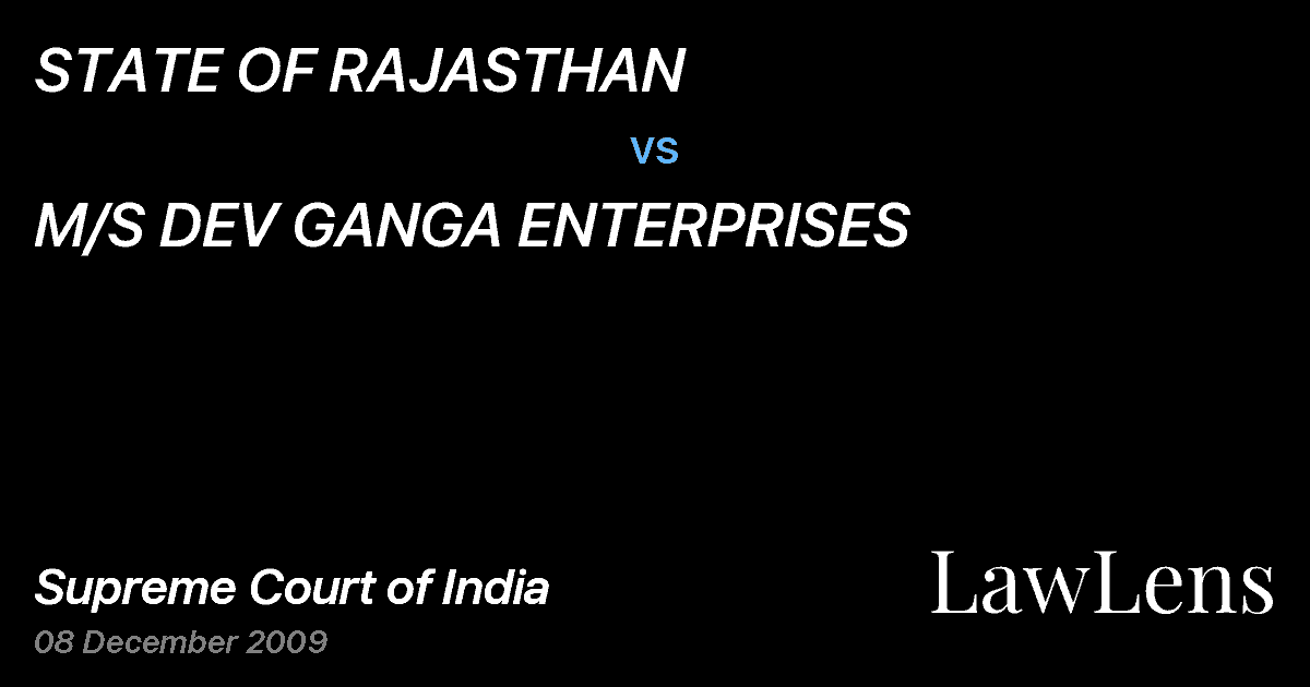 Preview image for STATE OF RAJASTHAN vs. M/S DEV GANGA ENTERPRISES
