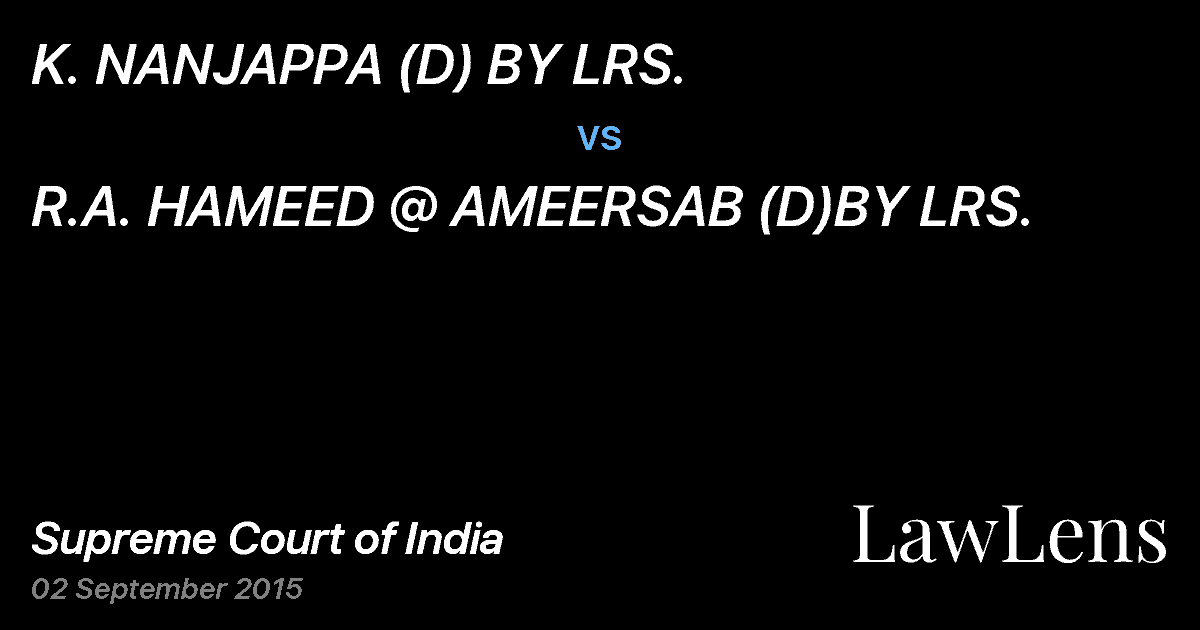Preview image for K. NANJAPPA (D) BY LRS. vs. R.A. HAMEED @ AMEERSAB (D)BY LRS.