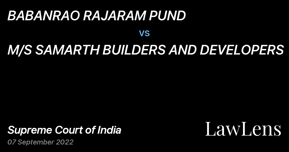 Preview image for BABANRAO RAJARAM PUND vs. M/S SAMARTH BUILDERS AND DEVELOPERS