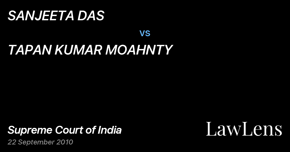 Preview image for SANJEETA DAS vs. TAPAN KUMAR MOAHNTY