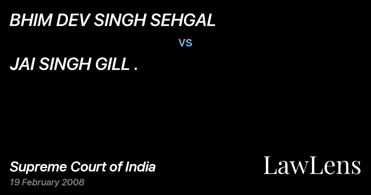Preview image for BHIM DEV SINGH SEHGAL vs. JAI SINGH GILL .