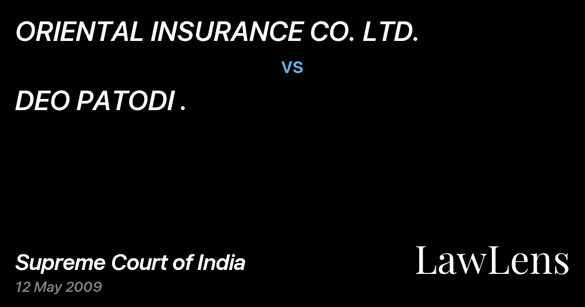 Preview image for ORIENTAL INSURANCE CO. LTD. vs. DEO PATODI .