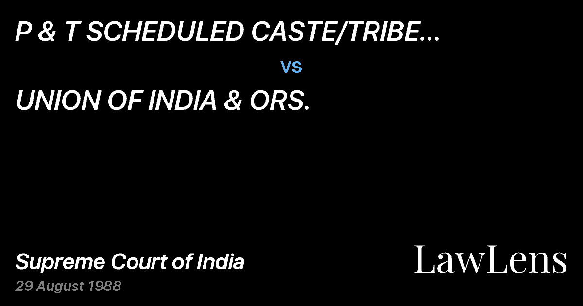 Preview image for P & T SCHEDULED CASTE/TRIBE EMPLOYEES' WELFAREASSOCIATION ( vs. UNION OF INDlA & ORS.