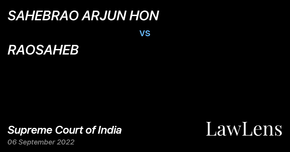 Preview image for SAHEBRAO ARJUN HON vs. RAOSAHEB