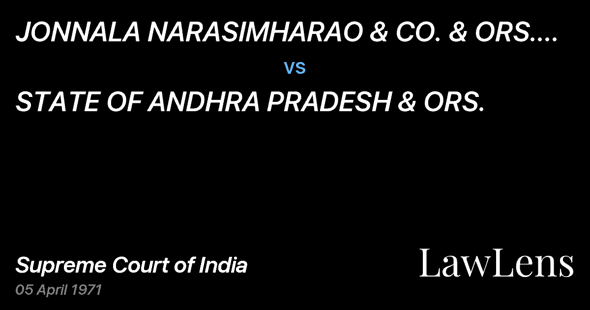 Preview image for JONNALA NARASIMHARAO & CO. & ORS.  ETC.	 ETC. vs. STATE OF ANDHRA PRADESH & ORS.