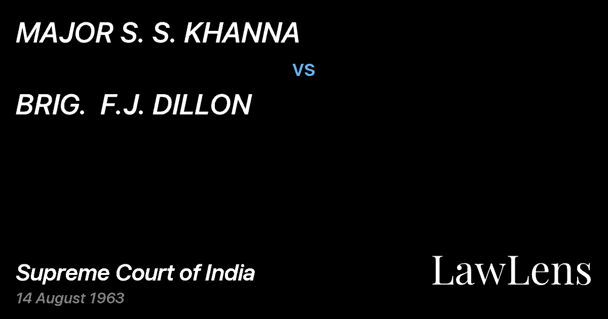 Preview image for MAJOR S. S. KHANNA vs. BRIG.  F.J. DILLON