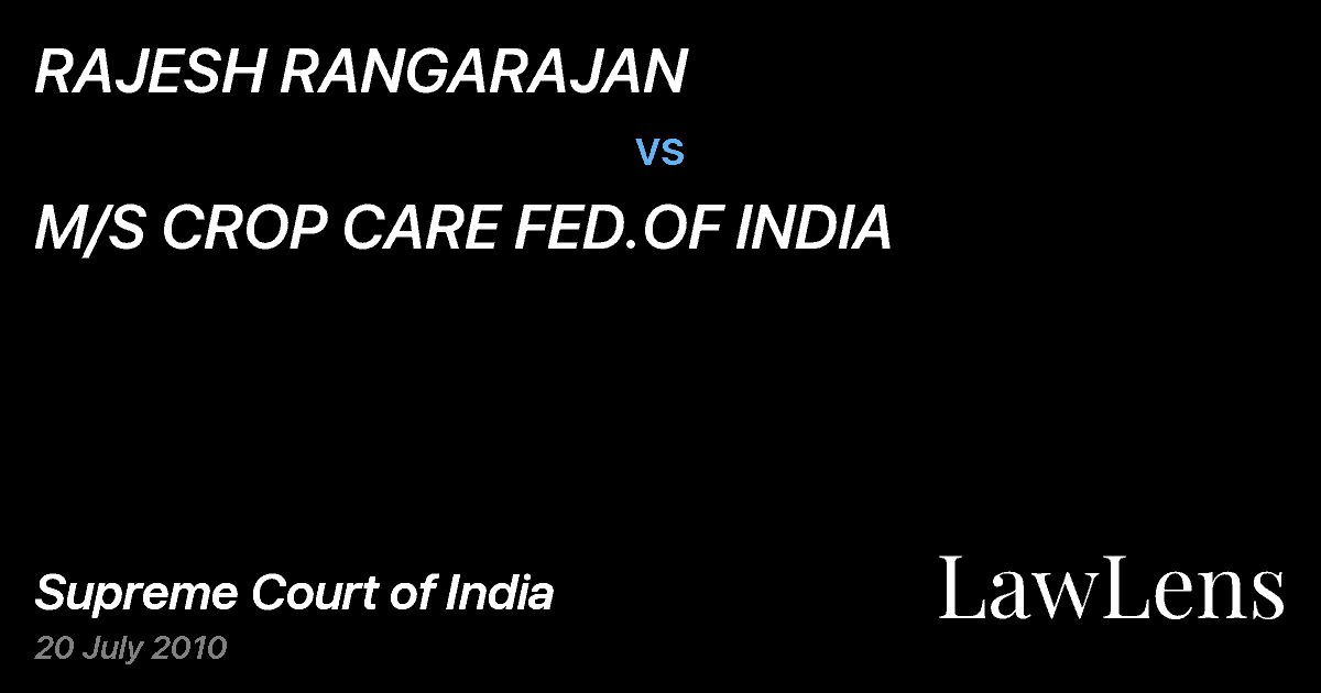 Preview image for RAJESH RANGARAJAN vs. M/S CROP CARE FED.OF INDIA